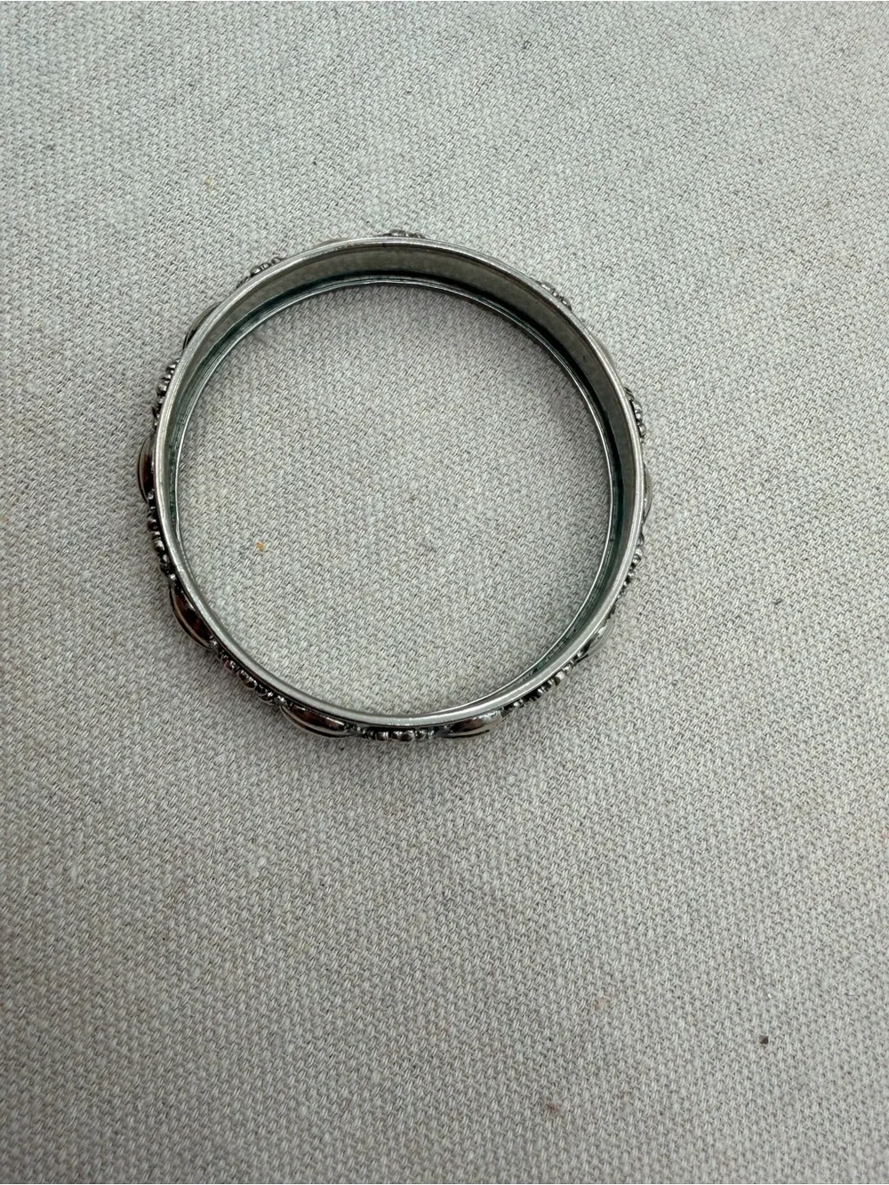 Vintage Silver Floral Embossed Bangle Bracelet